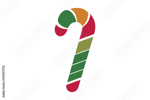 Colorful candy cane with geometric sections