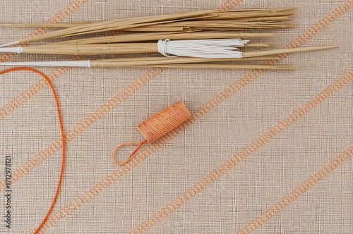 Overhead view of waxed cord...