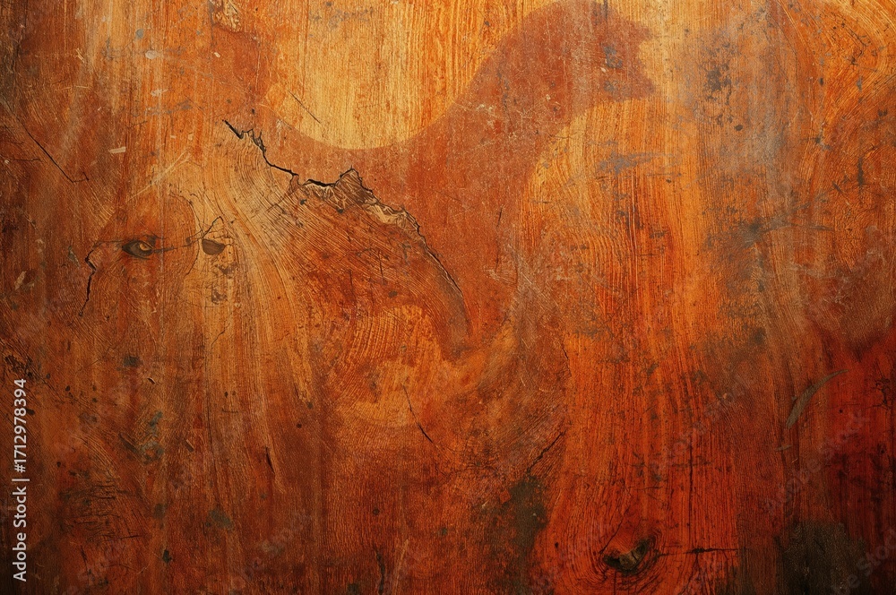 Fototapeta premium Vintage orange wood texture pattern background with abstract design and natural elements