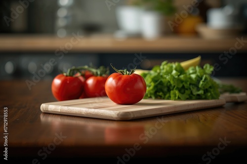 Desk with fresh tomatoes on it