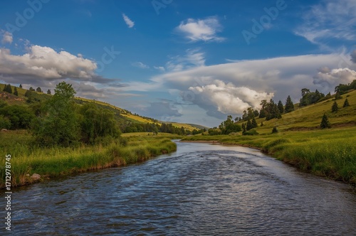 A sunny valley with a gentl...