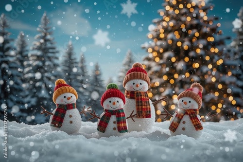 Festive snowman figurines w...