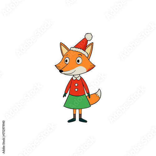 funny kit fox wearing christmas dress and hat 