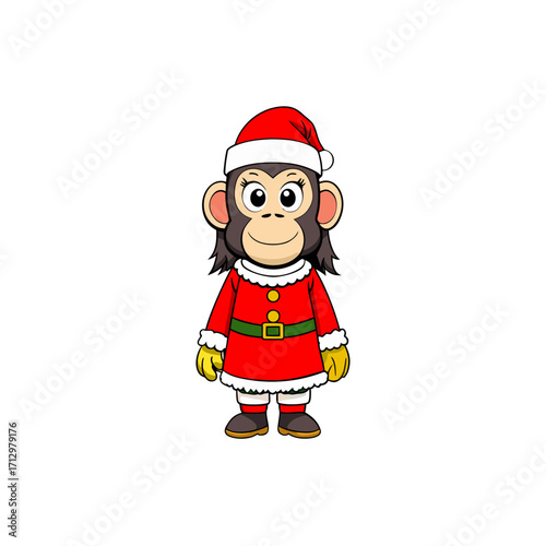 funny japanese macaque wearing christmas dress and
