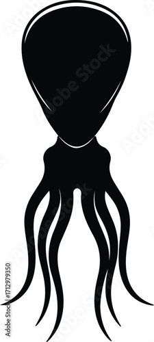 Vector Alien being with tentacles black silhouette illustrator