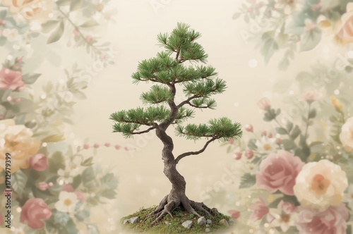 Stem of a pine tree in spring
