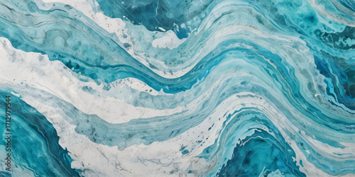 Abstract blue ocean sea surface water wave and curve line background. Vector illustration.	