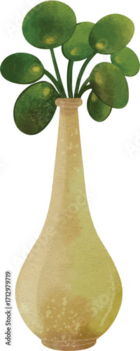 vase with green leaves
