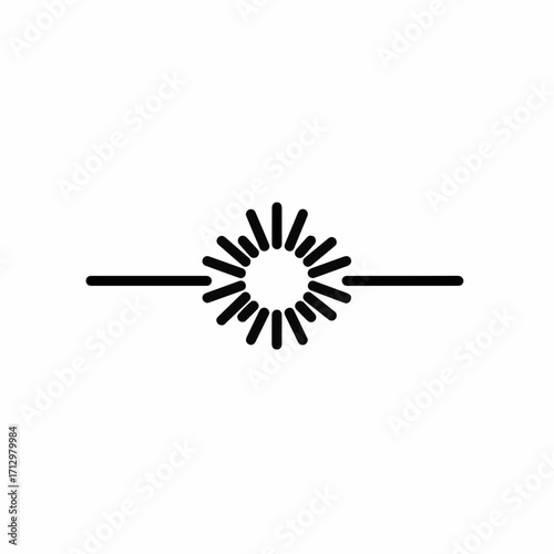 Abstract radiant sunburst graphic element with horizontal line