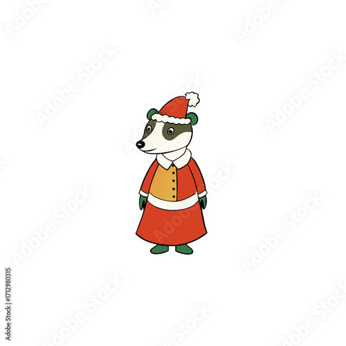 funny ferret badger wearing christmas dress