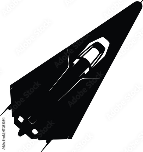Vector futuristic spacecraft spaceplane transport flying silhouette illustrator