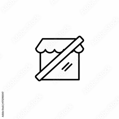 Closed storefront with a diagonal line, symbolizing business closure or bankruptcy