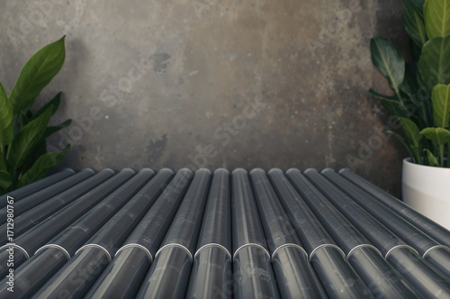 Pile of cylindrical metal p...