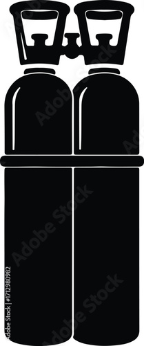 Vector oxygen gas cylinders industrial equipment black silhouette illustrator