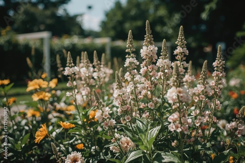 Floral-adorned outdoor pati...