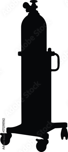 Vector Oxygen tank medical gas cylinder silhouette illustrator