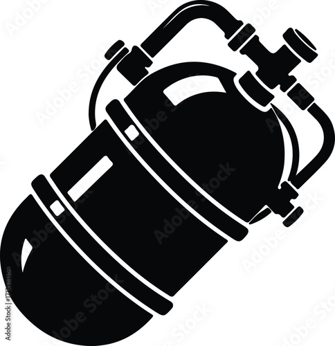 Vector scuba diving cylinder regulator oxygen tank silhouette illustrator
