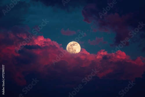 Bright full moon glowing be...