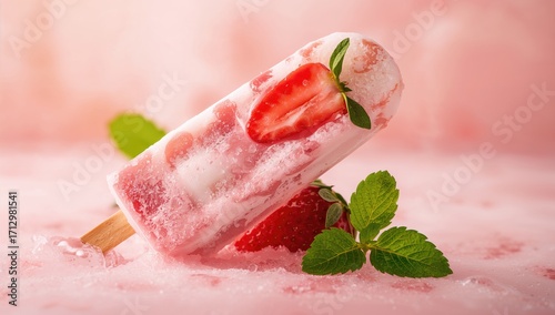 Homemade strawberry popsicl...