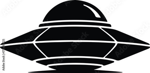 Vector UFO flying saucer spaceship science fiction silhouette illustrator