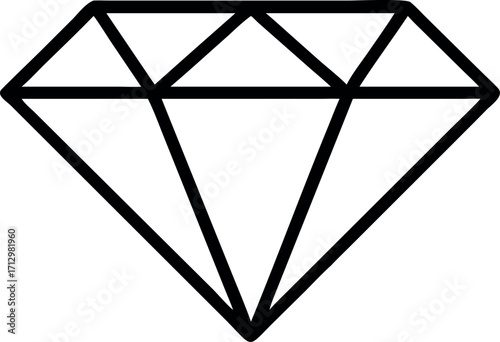 Diamond jewel gemstone line art vector icon 