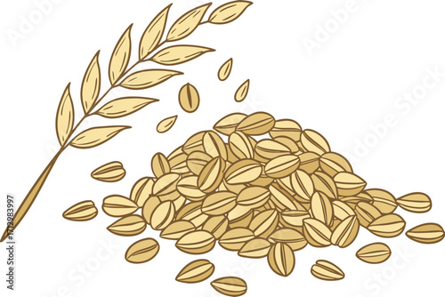 Pile of oat flakes uncooked