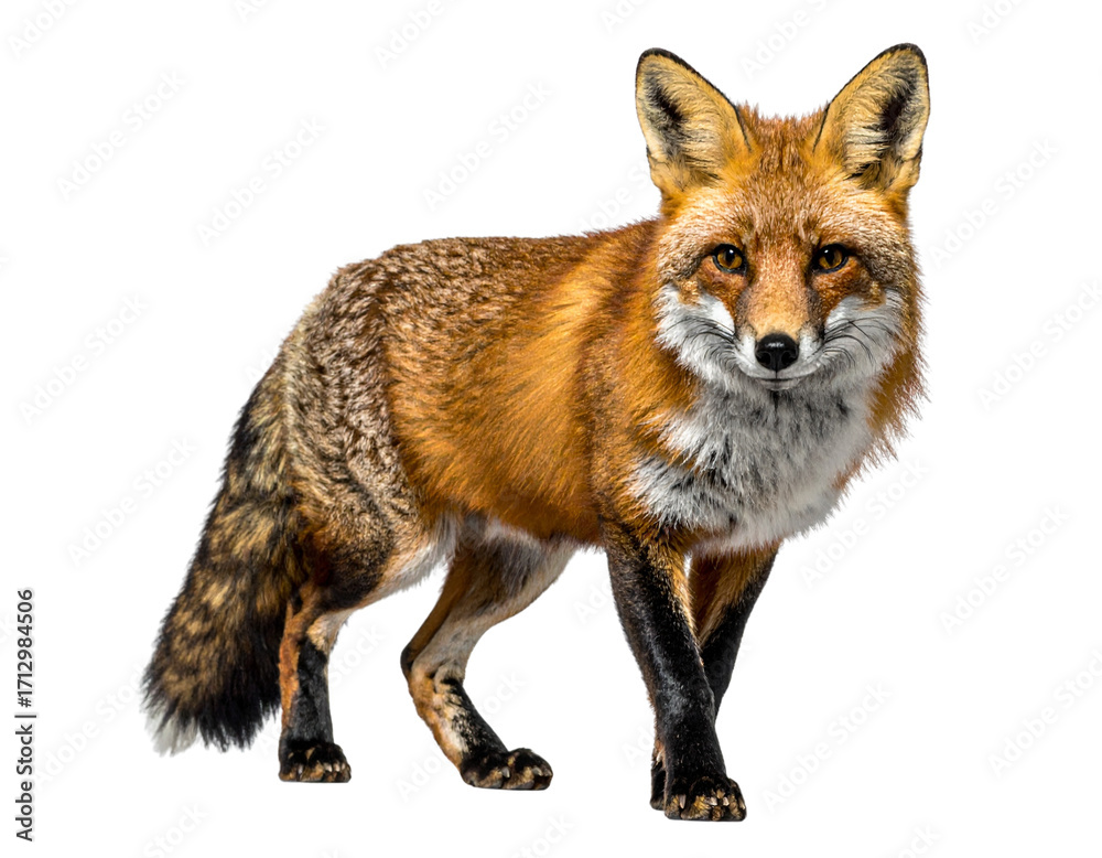 Fototapeta premium Graceful Red Fox in Motion, Front Perspective PNG