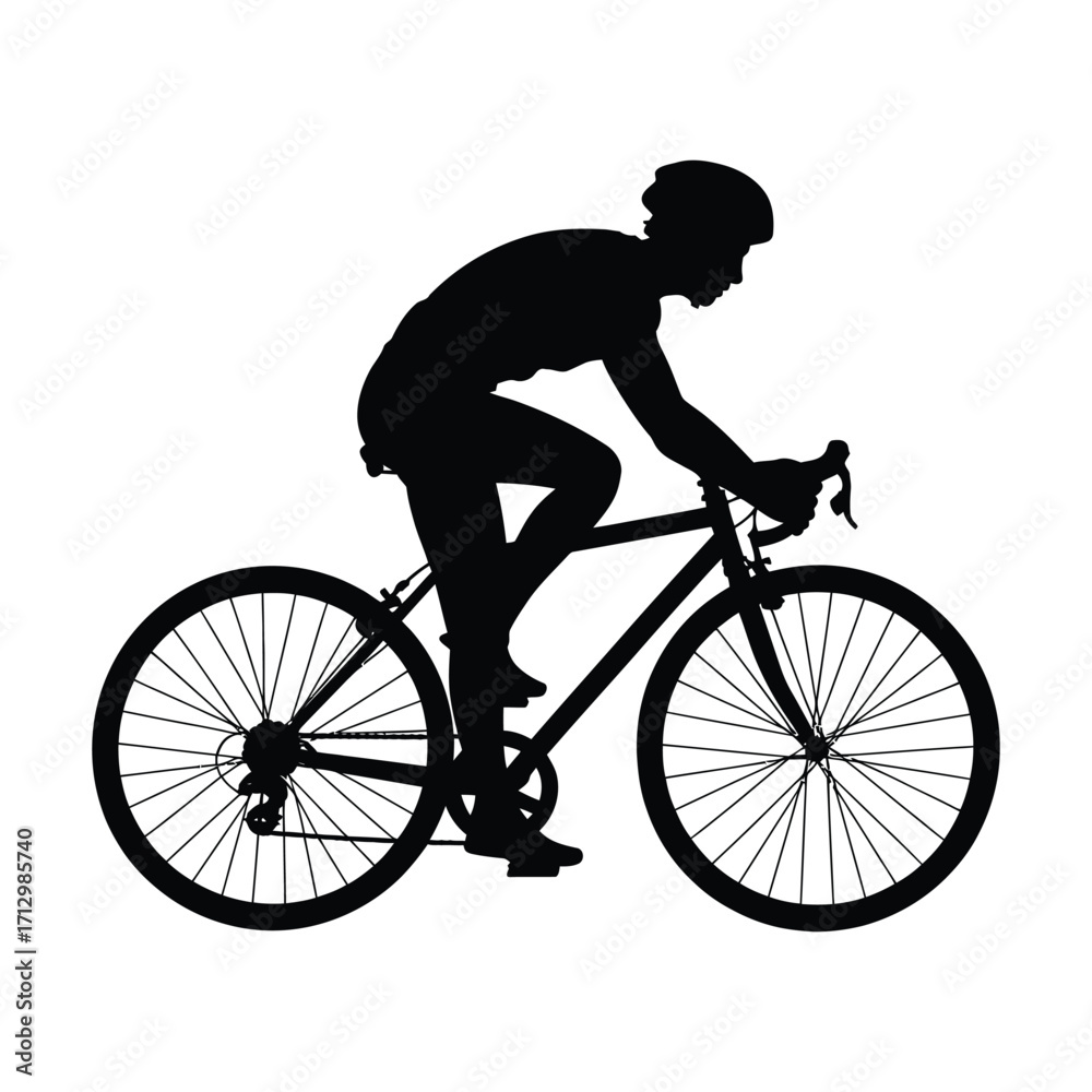 Fototapeta premium Cyclist Silhouette Illustration Riding a Road Bike for Fitness and Sport Concepts