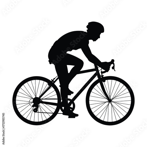 Cyclist Silhouette Illustration Riding a Road Bike for Fitness and Sport Concepts