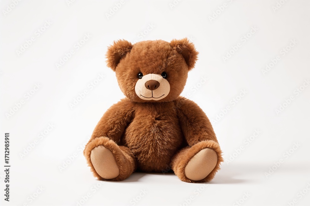 Fototapeta premium Lonely brown teddy bear isolated on a white backdrop