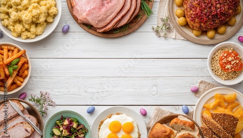 Traditional Easter ham feas...