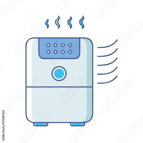 Modern air purifier or humidifier releasing moisture into the atmosphere illustration