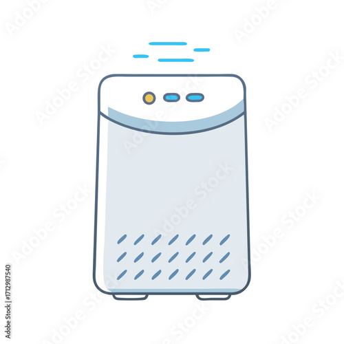 Stylized illustration of a modern air purifier humidifier machine device