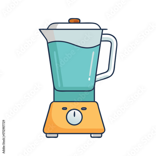 Cartoon illustration of a household blender filled with liquid on a white background