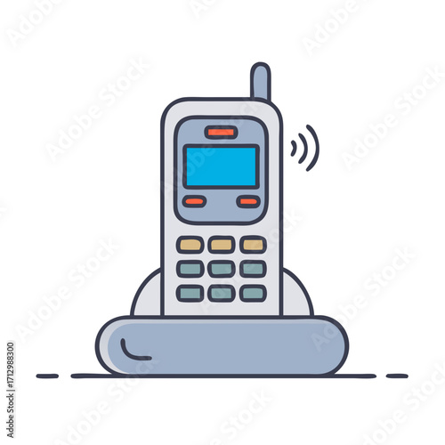 Retro Wireless Phone with Antenna and Display, Symbolizing Communication Technology