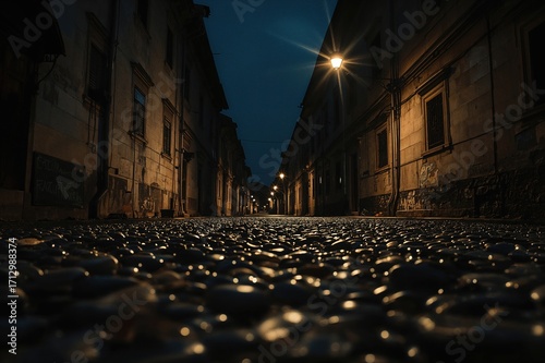 Glowing street lamps and sc...