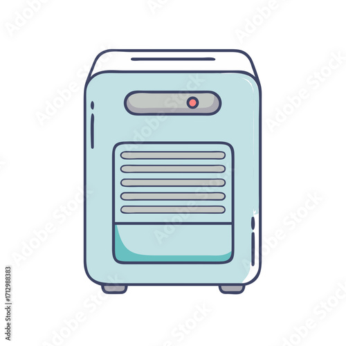 Stylized light blue air purifier or humidifier vector illustration on white