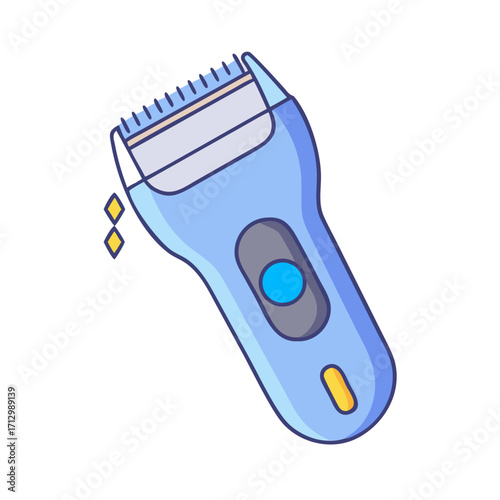 Cute cartoon cordless electric hair clipper or trimmer in light blue