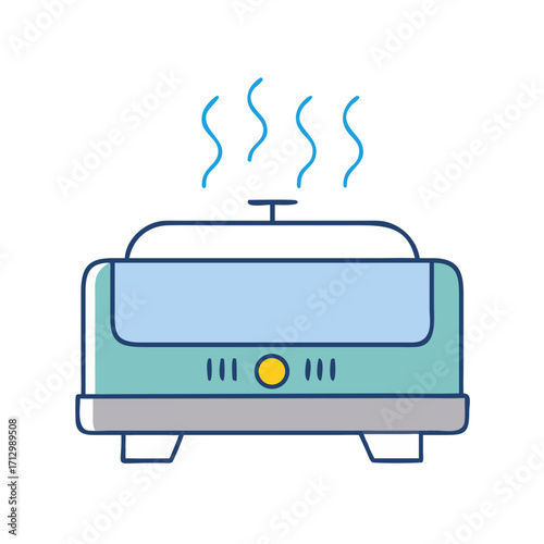 Stylized illustration of a food warmer, food steamer appliance, or electric lunchbox