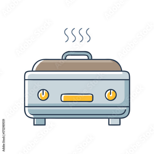 Cartoon drawing of a food warmer, buffet server or chafing dish