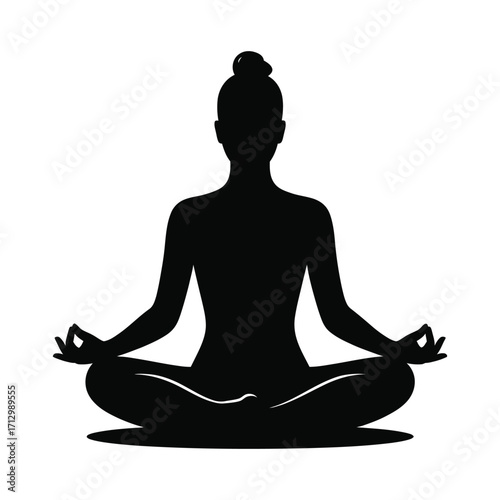 Yoga Silhouette Illustration in Lotus Position for Meditation and Wellness Practice