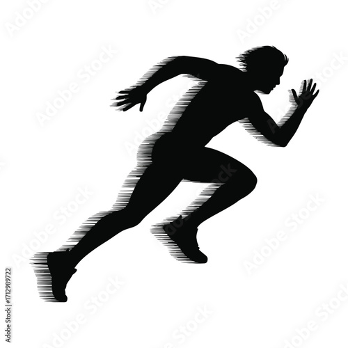 Dynamic Runner Silhouette Illustration of a Sprinting Athlete in Motion on a White Background