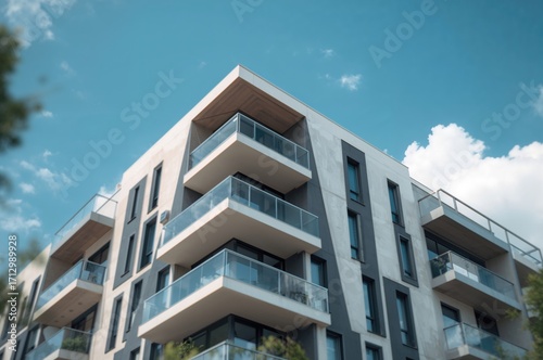 Modern building elements highlighting balconies and exterior walls with a stylish look