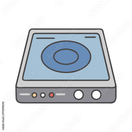 Stylized portable external hard drive storage device with blue circle design