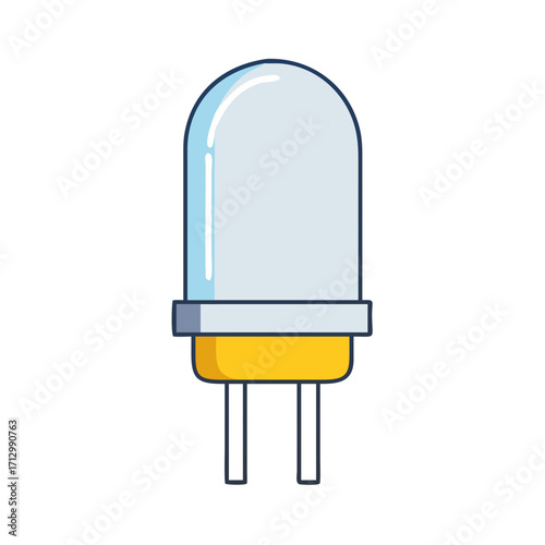 Simple cartoon illustration of a light emitting diode electronic component with two leads