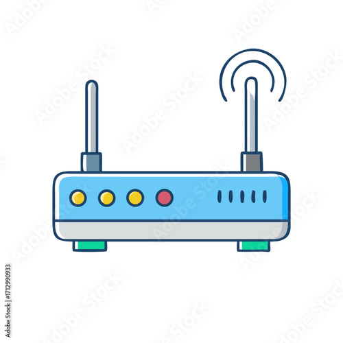 Modern Wireless Internet Router with Antenna Icon Design for Networking