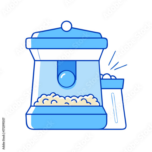 Modern Blue Popcorn Machine Icon Pumping Out Tasty Snack Food