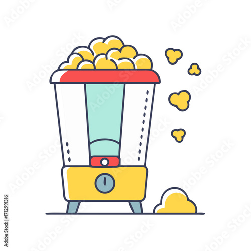 Fun Cartoon Popcorn Maker Machine Ready to Serve Movie Treats