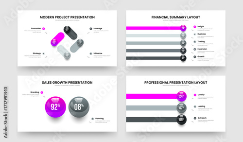 Corporate Briefing 4 5 2 3 Step Graph Frame Design Collection. Consulting Portfolio Four Five Two Three Option Infographic Slide Template Vector Illustration Bundle.