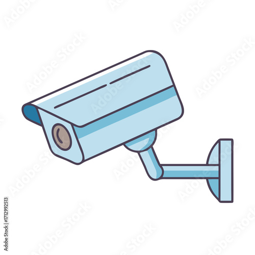 Stylized Light Blue Security Camera Illustration with Mounting Bracket for Safety